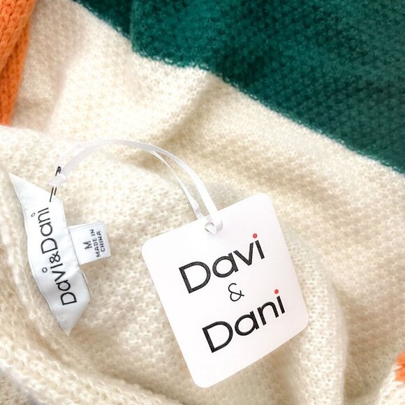 Davi & Dani Colorblock Striped Cardigan Sweater Top Dolman Sleeve Slouchy - Picture 6 of 7